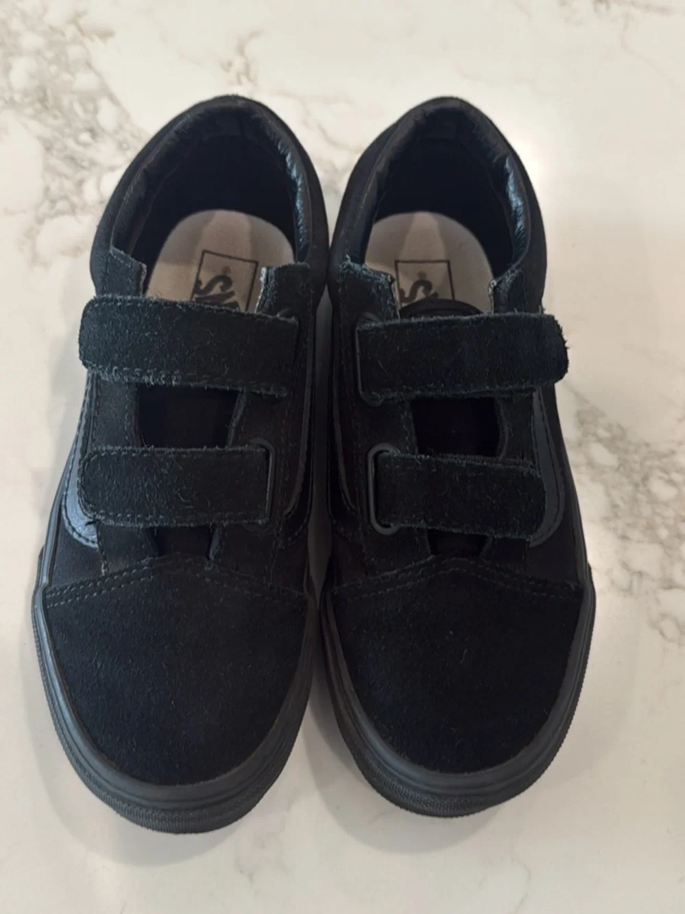 Kids Black Double-Strap Sneakers